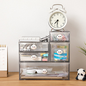 <b>Drawer</b> Style Cosmetic Organizer With Lid And Compartments <b>Stackable</b> <b>Storage</b> Box For Skincare Makeup Lipstick Desktop Organizer - Product Image 3