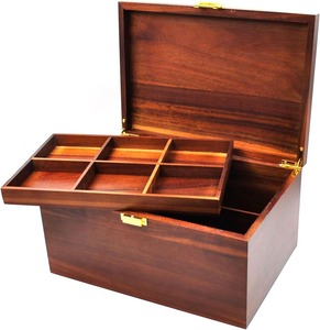 Wood <b>Keepsake</b> Chest Wooden Storage <b>Box</b> with Hinged Lid Wooden <b>Box</b> with Hinged Lid Acacia Wood with Adjustable Tray - Product Image 1