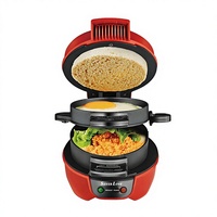 Machine à petit-déjeuner multifonction électrique : gaufrier, grille-pain, friteuse à œufs, appareil à burgers et sandwichs, double chauffage, usage domestique