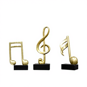Sculpture musicale décorative en résine peinte à la main, style minimaliste moderne Lanyi, notes de musique, cadeau musical doré, art pour la maison, le bureau - Product Image 4