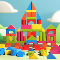 Vente chaude Jouet éducatif pour enfants 82 pièces Blocs de construction en bois pour l'entraînement à la pensée 3D Empilage de formes Jouet cognitif pour enfants