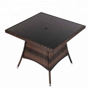 <span class=keywords><strong>36</strong></span> "X <span class=keywords><strong>36</strong></span>" Patio al aire libre mimbre ratán mesa de comedor vidrio templado superior paraguas soporte mesa cuadrada - Product Image 2