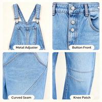 Salopette en jean bleu pâle pour femme, coupe ample et jambe large, style urbain pour le quotidien