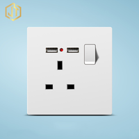 Chargeur mural double prise USB 13 ampères avec interrupteur pour prises et fiches britanniques