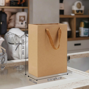 Atacado Luxo Brown Kraft Paper Bags Qualidade Premium Personalizado para Sapatos e Vestuário Compras - Product Image 3