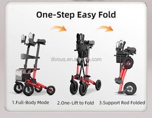 Multi-Functional Foldable Walking Elderly Portable Aluminum Walker <b>Rollator</b> With Seat and Footrest for Disabled Elbow <b>rollator</b> - Product Image 6