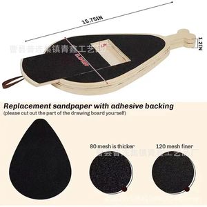 Bone Shaped Wooden Dog <b>Scratching</b> <b>Post</b> With Pull Out Box Multifunctional Pet Grooming Tool For Home Use - Product Image 4