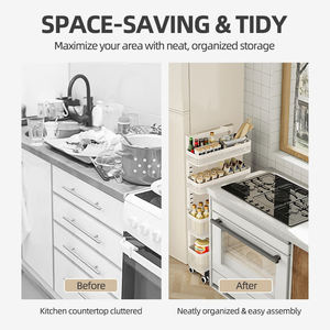 Carrito de Almacenamiento Rodante Delgado, Unidad de Estantería Móvil Multiusos para Espacios Reducidos, Cocina, Baño, Lavandería y Oficina - Product Image 2