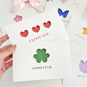 <span class=keywords><strong>Tarjeta</strong></span> de Felicitación Minimalista para Floristería, Día de San Valentín, Festival Qixi, Cumpleaños, Agradecimiento; <span class=keywords><strong>Tarjeta</strong></span> Creativa de Cartón con Estampado en Caliente - Product Image 2