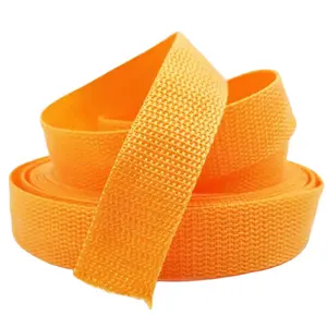 Manufacturer stock 0.8mm thickness 2.5cm width orange color Plain PP webbing strap tape for dog collars