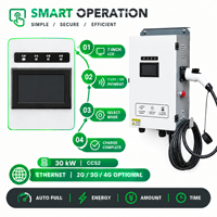 Station de recharge au sol 30 kW CCS2 double connecteur OCPP 1.6J avec écran tactile IP54 pour entrepôt logistique, arrêt d'urgence, compteur d'énergie PV