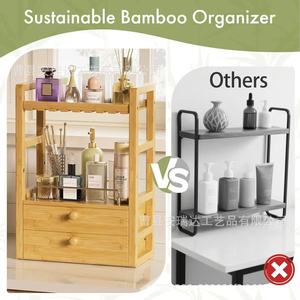 Wooden Spice <b>Rack</b> With Drawers 3 Layers Multi Function <b>Kitchen</b> Countertop Storage Organizer - Product Image 4