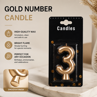 Velas de Cumpleaños de Lujo con Número Dorado del 0 al 9, Velas Metálicas Premium para Pastel, Sin Humo, Sin Goteo, para Pascua y Año Nuevo