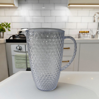 Pichet à eau en plastique transparent en gros avec couvercle en PS, logo personnalisé, bouilloire certifiée CE/UE, style contemporain, écologique