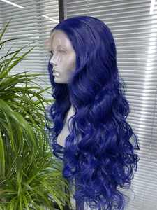 Perucas Frontais Luxuosas Futura 13*3 para Mulheres, 28 Polegadas de Comprimento, Azul, Ondas <span class=keywords><strong>Afro</strong></span>, Fibra Resistente ao Calor, Base de Renda de Seda, Alta Densidade 180% - Product Image 6