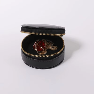 EQ Personalized Custom Logo PU Leather Mini Travel Zipper Fashionable Graduation Ring Jewelry Box Dustproof Earring Necklace - Product Image 1