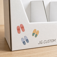 Boîte de présentation pour pantoufles en carton ondulé kraft blanc imprimé sur mesure, avec compartiments, pour comptoir de vente au détail