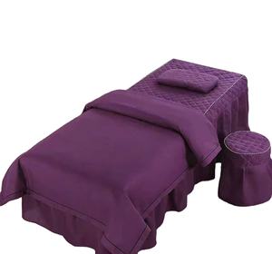 Juego de cuatro piezas de fundas para camilla de belleza, color liso, producto especial para salón de belleza, juego de fundas sencillas para camilla de masaje y terapia, para lavado de cabello. - Product Image 5