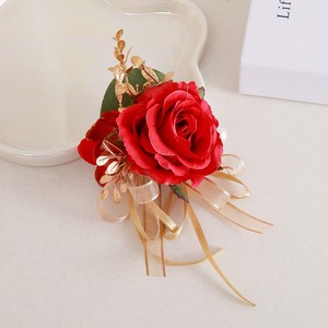 Corsages et Boutonnières en Tissu Polyester Champagne, Fleurs de Poignet Rose pour Mariage, Corsage pour Femmes Invitées, Décoration de Mariage - Product Image 4