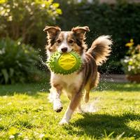Durian-vormig piepend hondenspeeltje, TPR zacht bijtbestendig kauwspeeltje, interactief speeltje voor honden voor het reinigen van de tanden