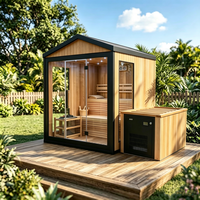 Sauna extérieur carré haut de gamme, design personnalisé, sauna en bois pour jardin, pour villa