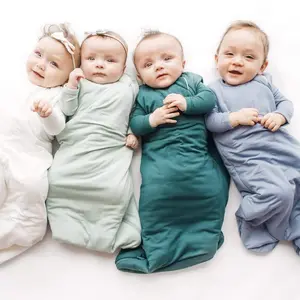Tecido natural cor lisa sólida spandex, bambu saco de dormir do bebê recém-nascido roupas de bebê crianças sleep sack