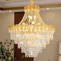 Vente directe d'usine Décoration d'art moderne Hôtel Villa Salon Escalier Cristal doré K9 Long lustre Installation de projet LED