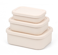 Boîte à lunch en silicone pur sans BPA, grande capacité, étanche, compatible micro-ondes, pour enfants, avec couvercle