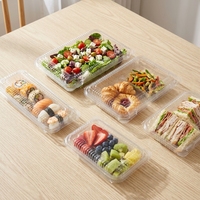 Boîte d'emballage rectangulaire en gros, boîte à clapet, conteneur alimentaire, boîte à pain, boîte à salade, boîte à fruits, boîte à dessert, boîte à sushi, boîte en plastique transparente