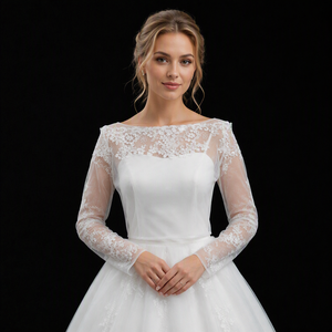 Châle de <span class=keywords><strong>mariage</strong></span> D1315B sexy à épaules dénudées, à manches longues, en dentelle brodée, pour <span class=keywords><strong>femme</strong></span>, châle de robe de mariée - Product Image 1
