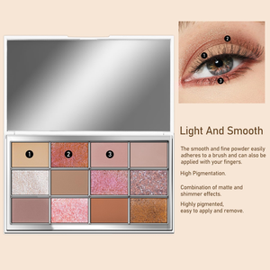 Nueva Paleta de Sombras de Ojos Rectangular de Plástico de Lujo en 12 Colores Mate - Product Image 2