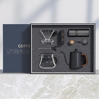 Bouilloire à café à dégoulinement la plus vendue avec moulin manuel, coffret cadeau premium, cafetière portable pour les voyages en plein air, coffret cadeau