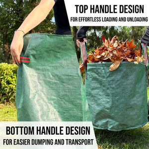 72 Gallon Large Capacity Yard <b>Waste</b> Garbage Bags Reusable Collapsible Green Leaf <b>Sacks</b> <b>Garden</b> <b>Waste</b> Bag - Product Image 4