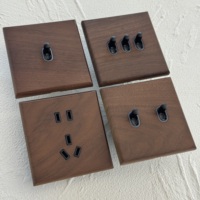 Interruptor de pared de doble polo con panel de nogal, estilo retro, 86 16A/20A, enchufe universal europeo/UK, 250V 10A, para villa de lujo