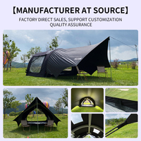 Meilleure Vente Tente Gonflable Extérieure Quatre Saisons Imperméable en Coton TC Vert avec Auvent Extensible Une Chambre pour Camping Familial