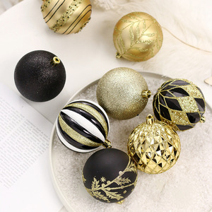 Christmas Decorations 16Pcs/Set Black Shaped Painted Christmas Ball Hanging Decorations Set Christmas <b>Tree</b> Hanging Accessories - Product Image 3