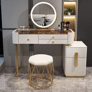 Nuova crema di luce Led specchio Vanity camera da letto mobili di lusso moderna toletta camera da letto Make Up toletta con specchio - Product Image 4