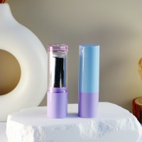 Tube à lèvres vide Yuecai rond, lavande, chrome argenté, intérieur 3,5g, pour baume à lèvres, avec capuchon transparent, contenant cosmétique, vente en gros