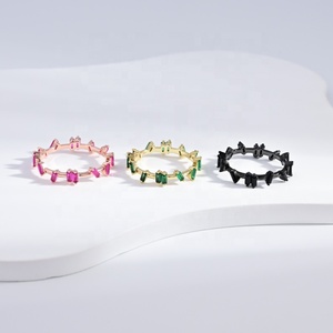 Anillo de plata de ley 925 chapado en oro rosa, colorido, moderno, clásico, para boda, con circonita talla esmeralda para mujer. - Product Image 5