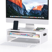 Soporte para Monitor de Varias Capas con Cajón, Organizador de Almacenamiento para Escritorio de Oficina y Computadora
