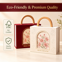 Boîte à papier de mariage imprimée fantaisie, emballage cadeau de luxe avec élégante poignée en bois pour demande en mariage d'une demoiselle d'honneur et bijoux
