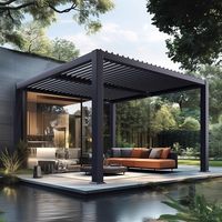 Auvent de plage pour restaurant, cadre en aluminium avec revêtement en poudre imperméable et isolant thermique, ombrage réglable, pavillon facile