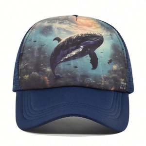 Casquettes de baseball style punk en gros, avec impression en relief, formelles, 5 panneaux, couronne haute, dos en maille, casquettes trucker en mousse courantes - Product Image 3