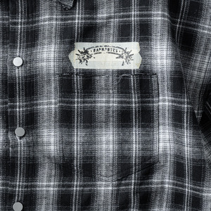 Chemise en flanelle TRICK à carreaux noirs et blancs, manches longues, décontractée, boutonnée, mélange de coton, streetwear - Product Image 6