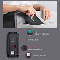 Souris USB sans fil moderne mini RGB rétroéclairée 2,4 G double mode Bluetooth 5.2 rechargeable avec suivi optique pour ordinateur portable