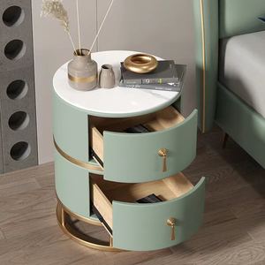 New Design Bedroom Multi-Functional Cabinet Solid Wood Bedside Table Round Smart Nightstands With <strong>Drawers</strong> - Product Image 3