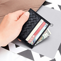 Dompet Kartu Kulit Asli Desain Merek Fashion Mewah Khusus untuk Kartu Identitas, Bisnis, dan Kredit, Tipis