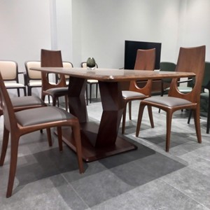 Chaise de salle à manger en bois de frêne de luxe avec finition noyer, structure en bois massif, mobilier moderne pour la maison, salle à manger, hôtel PISANO - Product Image 5