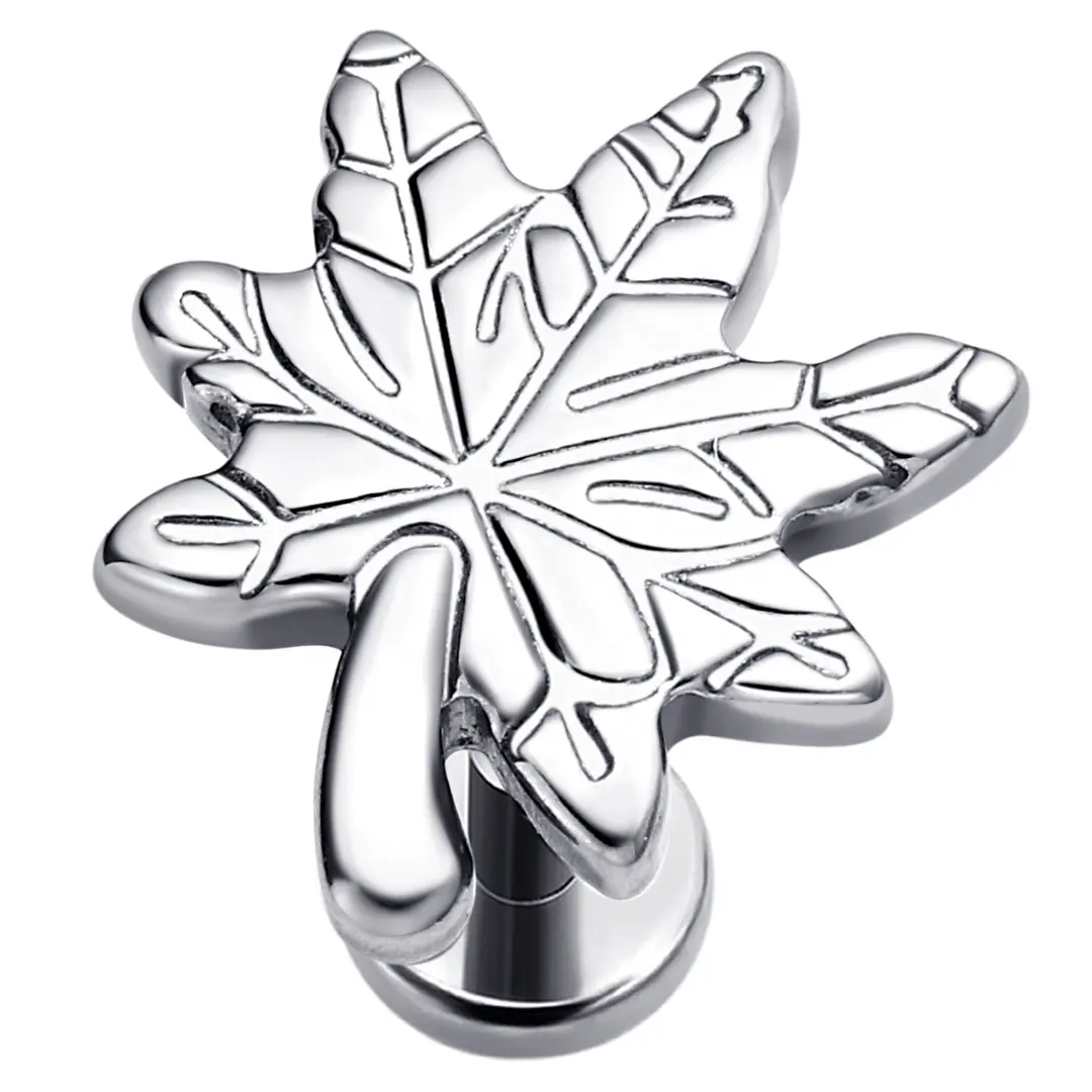 Eternal Metal ASTM F136 Titanium Maple Leaf Internally Threaded Labret Piercing