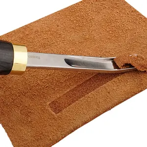 Ebony Handle French Wide Edge Scraper DIY Leather Hand Tools Wooden Handle Leather Edge Beveler